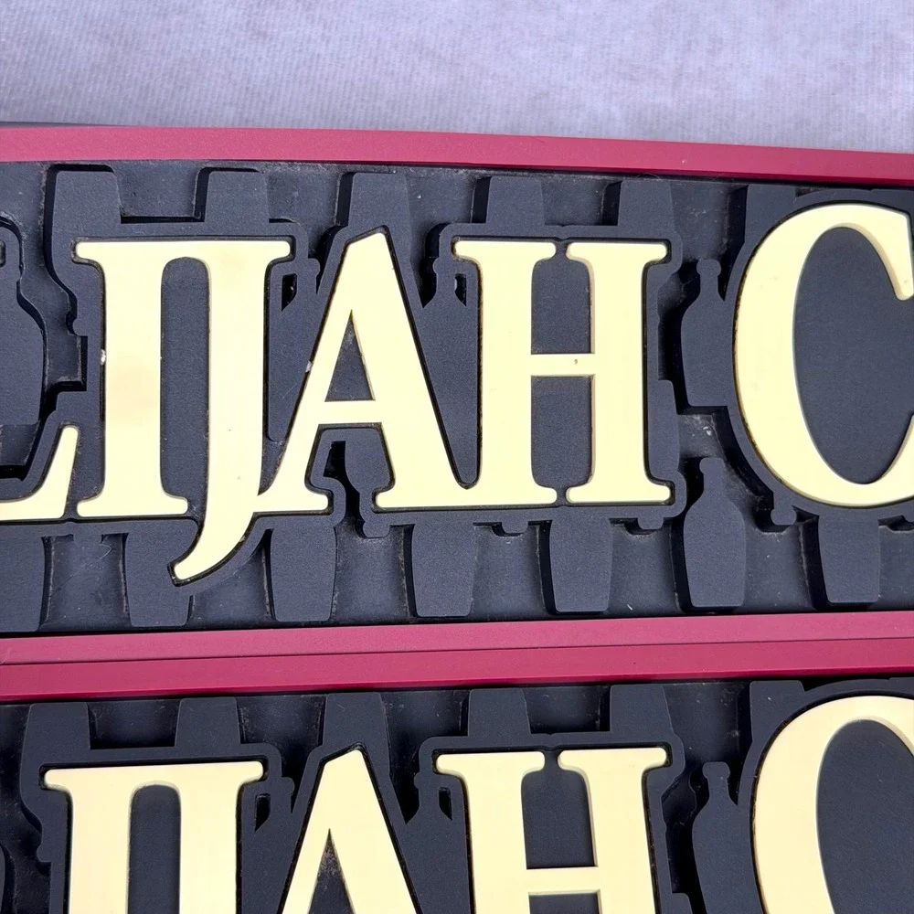 Elijah Craig Bourbon Bar Mats Set of 2 Black Red Rubber Rail Drip Service Mats